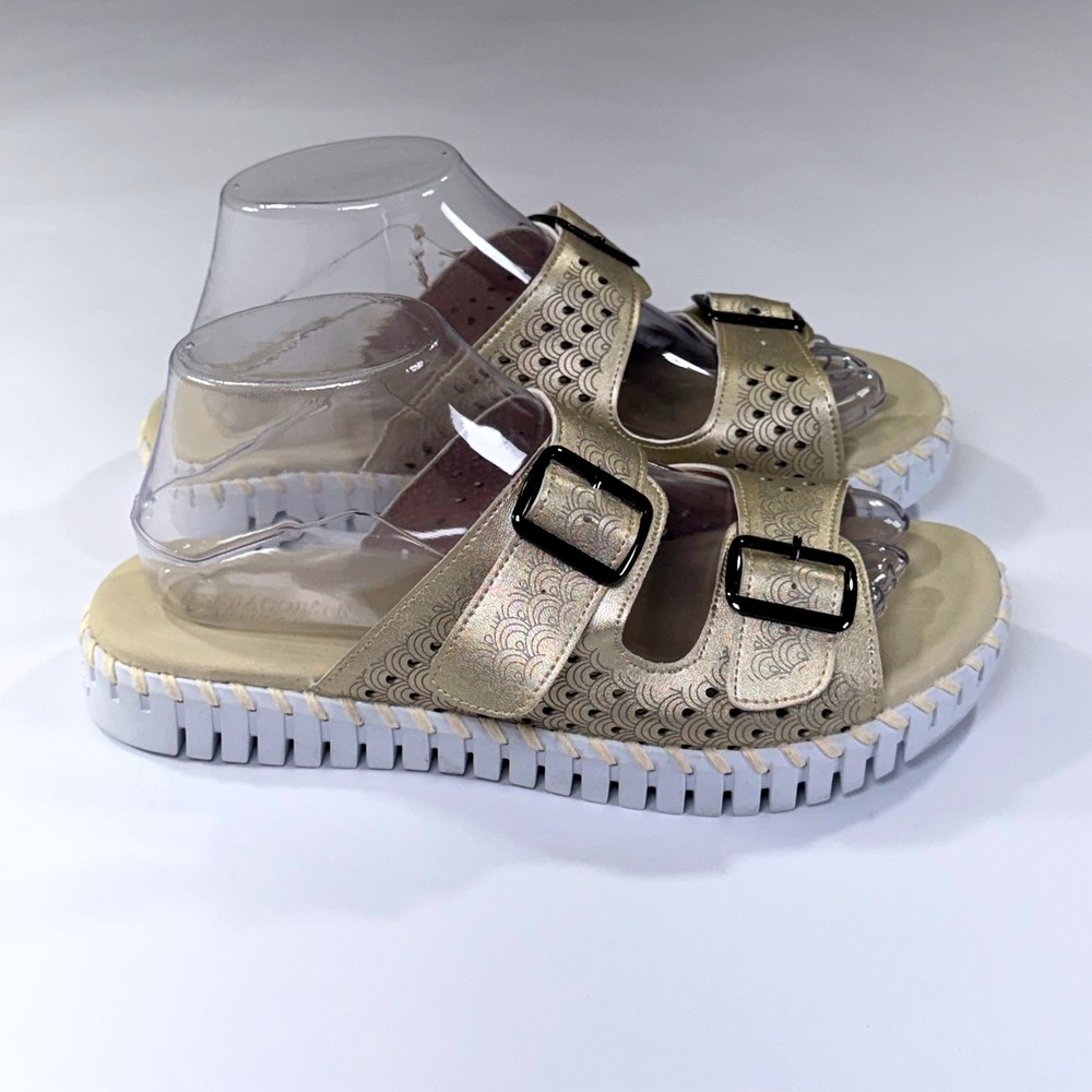 Ilse Jacobsen Tulip 1176 ML Sandal Women 40 Gold Metallic Laser Cut Buckle Slide